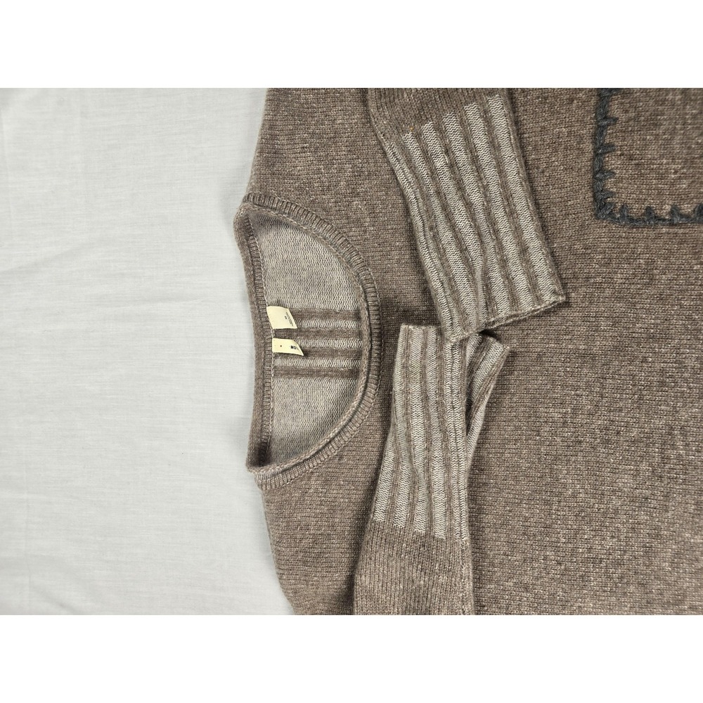 Moth Sweater Womens XS Brown 100% Cashmere Scoop‎ Neck Pocket Striped Knit